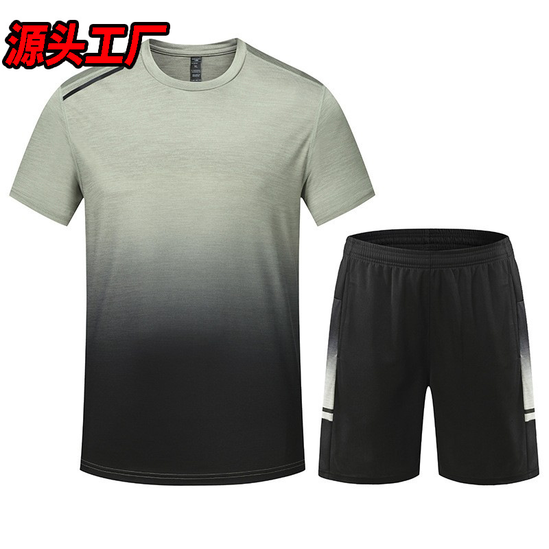 Set de ropa deportiva de mangas cortas de verano secado rápido transpirable camiseta de entrenamiento de baloncesto corto ropa de gimnasio hombre