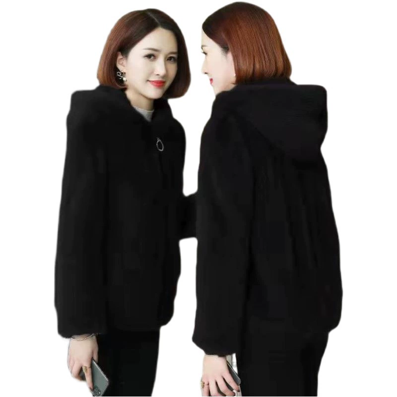 Трансграничный флисовый свитер с капюшоном на флисовой подкладке, женский кардиган, женское осенне-зимнее Свободное пальто из плюша в западном стиле с имитацией ягненка, женское