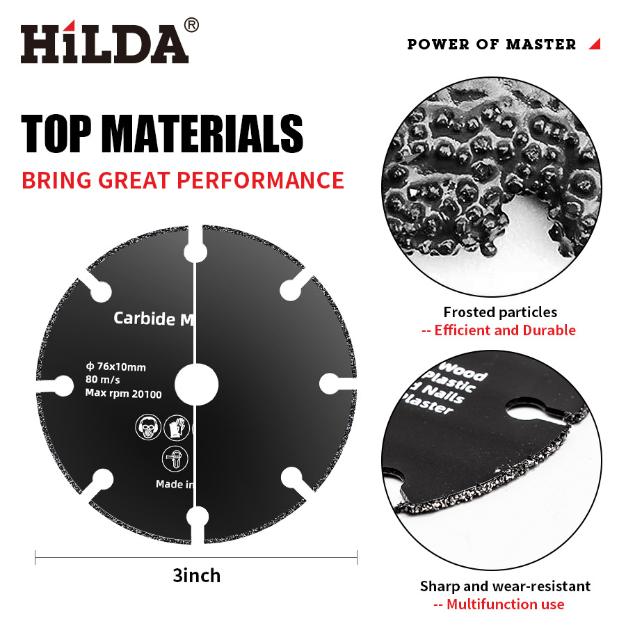 Disco de corte HILDA/Hilda de 3 pulgadas, disco de esmerilado de 75, accesorio para amoladora angular eléctrica de litio, disco de corte de doble malla de 3 pulgadas