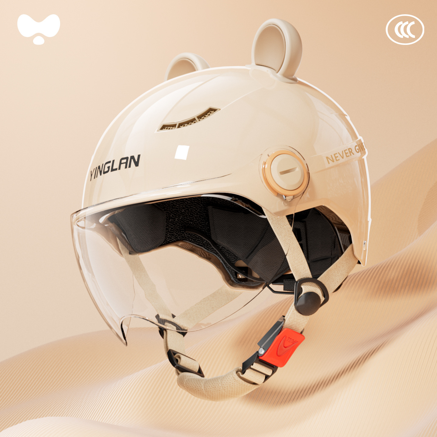 Women's 3C Certified, Universal Motosiklet kaskı (dəbilqə) - 3c-cappuccino-apricot-hd-short-mirror-class-a-new-national-standard