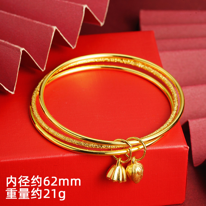 Vietnam Shajin anillo brazalete de loto marea nacional estilo antiguo anillo de tres anillos liso esmerilado joyería Yiwu suministro directo de fábrica de celebridades de Internet