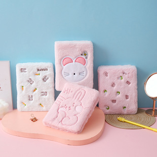 Cross-Border Foreign Trade Plush Notebook Christmas Souvenir Hand Ledger Plush Embroidery Creative Trendy Notebook