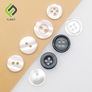 Wide-brimmed resin button Pearl round four-eye White imitation shell button sweater shirt children's clothing Moonlight button