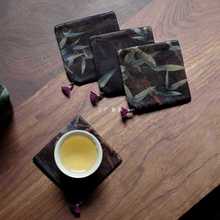中式布艺带流苏香云纱杯垫置物垫防烫杯托手工隔热垫茶具配件茶垫