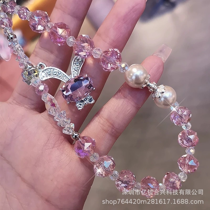 Nuevo cristal perla cordón de cristal con cuentas cadena de teléfono móvil colgante al por mayor sueño conejo colgante de diamantes de imitación comercio exterior transfronterizo