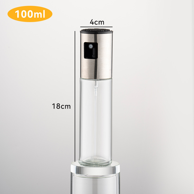 100ml botella de inyección de aceite de presión cocina parrilla botella de condimentos botella de vidrio boquilla de acero inoxidable botella de inyección de aceite control de aceite doméstico