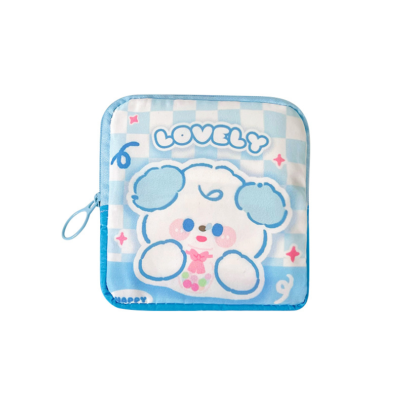 Dibujos animados de gran capacidad tía toalla bolsa de almacenamiento chica portátil tía bolsa mensual Linda servilleta sanitaria bolsa de almacenamiento monedero