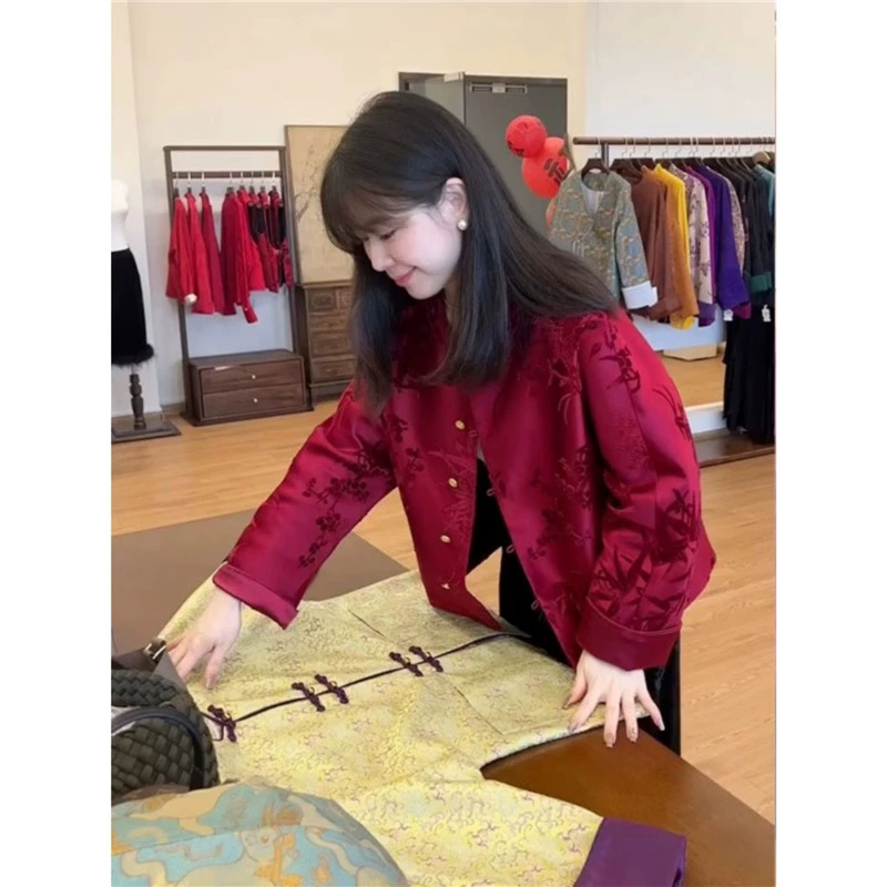 2886 Новый китайский стиль улучшенный красный национальный стиль Tang пальто осенняя мода премиум-класса уникальный ретро на