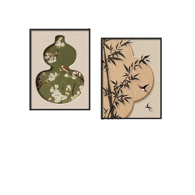 奶油风餐厅装饰画两联新款花卉肌理油画饭厅餐桌墙壁客厅挂画|undefined