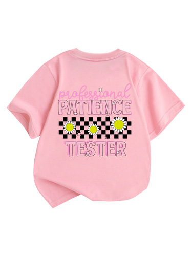 Cute and Casual Short-Sleeve T-Shirt with Floral Alphabet Print for Girls - Summer Round Neck Children's Apparel