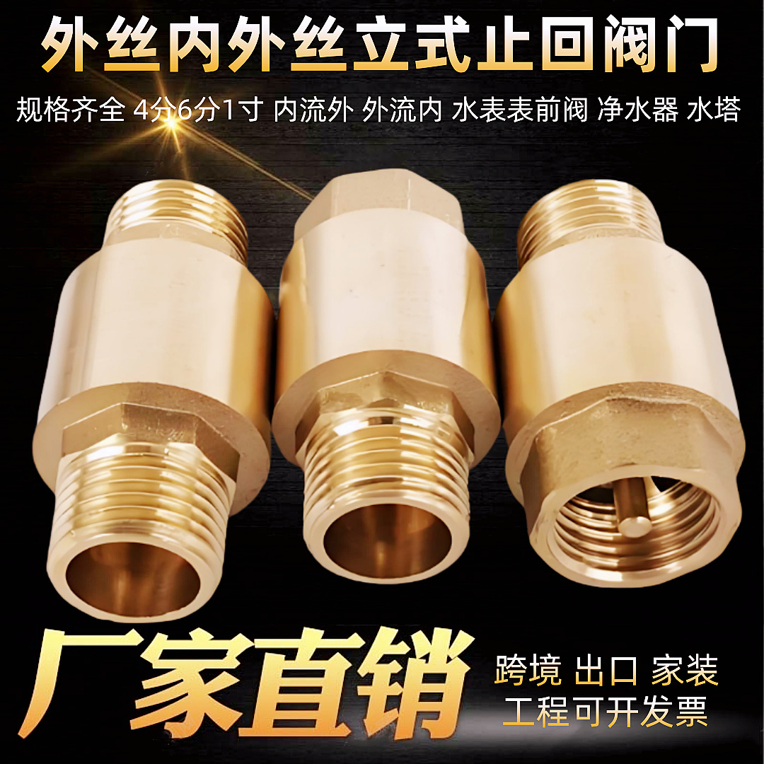 立式止回阀46分1寸内流外外流内内外丝外丝324050表前表后止回阀