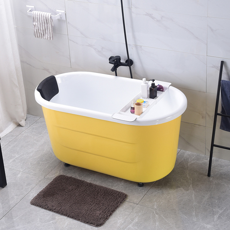Bathtub Acrylic Double-Layer Insulation 1- 1.5m Yellow Pink Blue Simple Sitting Deepened Bathtub