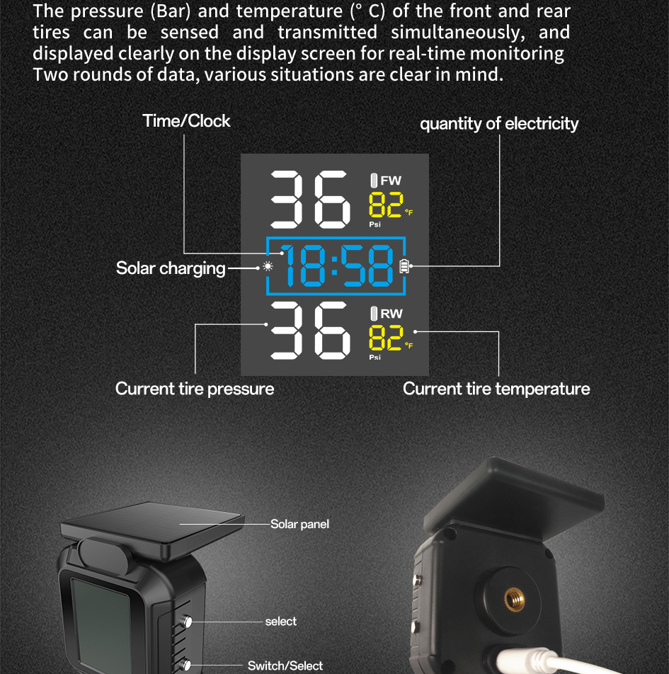 Mt20 Cross-Border Motorcycle Tire Pressure Monitor Electric Motorcycle Detector External Wireless Tire Pressure Detection System