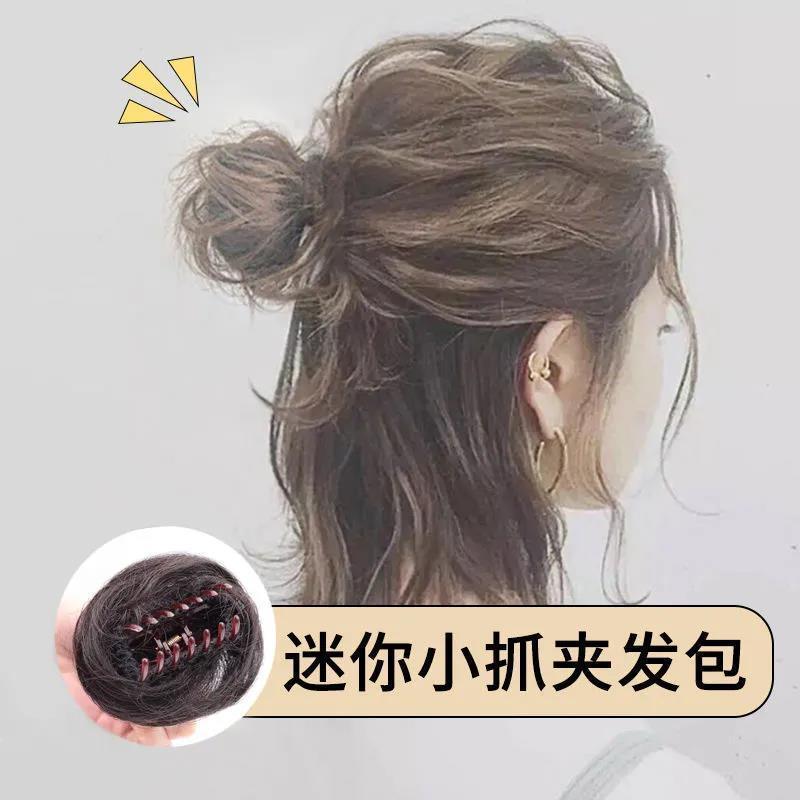 Pelucas de cabello de mujer bola cabeza agarrando clip de cabello brotes de flores mitad bola joyería de cabello de novia esponjosa caja de cabello natural bolsa de cabello