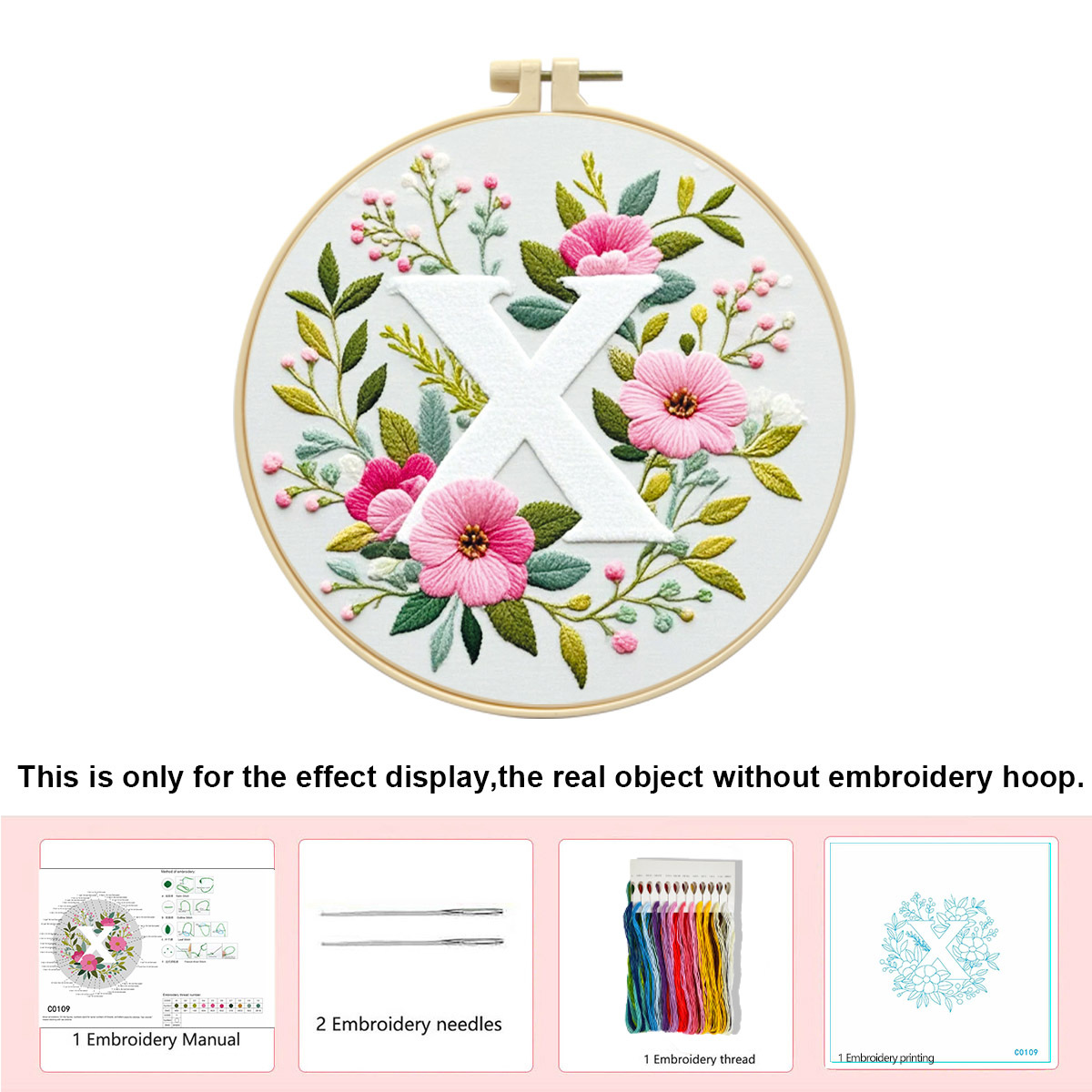 Hecho a mano flores y plantas europeas bordadas paquetes de materialdiy inglés 26 letras simple principiante nivel de bordado al por mayor