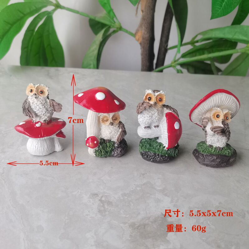 Cute owl mushroom resin crafts decoration small animal home decoration creative gift decoration wholesale