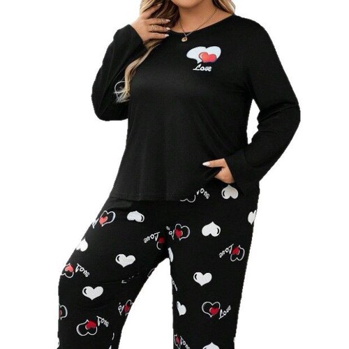 Temu European and American style large-size home wear, enlarged and fatter women's re-trousers, pajamas set, light luxury