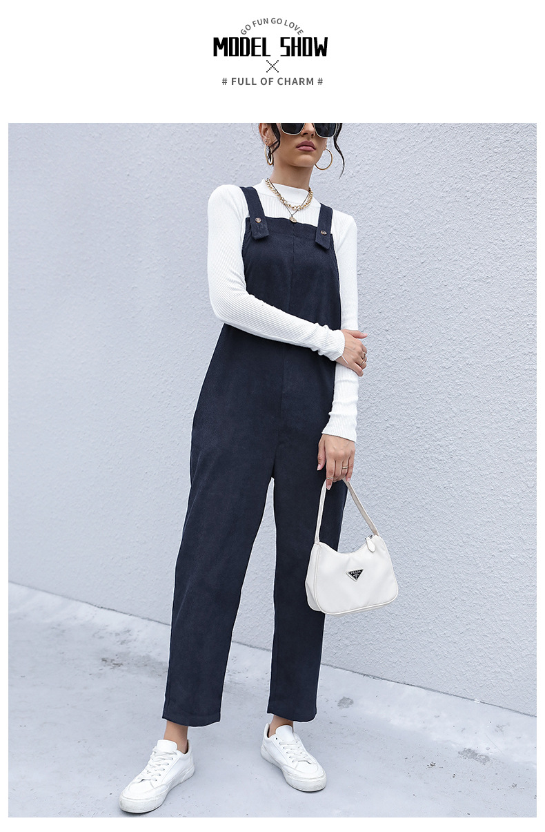 Pantaloni di velluto a coste caldi tinta unita Tuta ampia_voghion.com