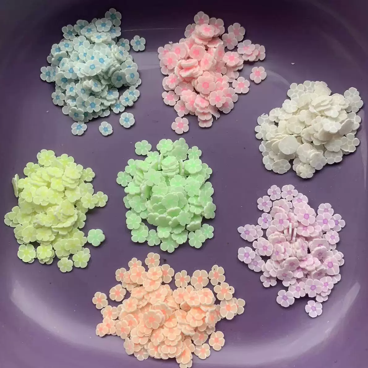 夜光花朵彩色梅花软陶美甲片 夜光片系列手工美甲饰品配件材料
