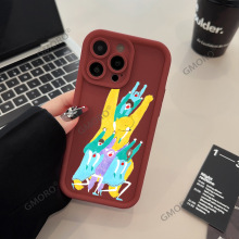 ins涂鸦小怪兽手机壳适用苹果16pro阶梯17pm高级感硅胶15plus全包