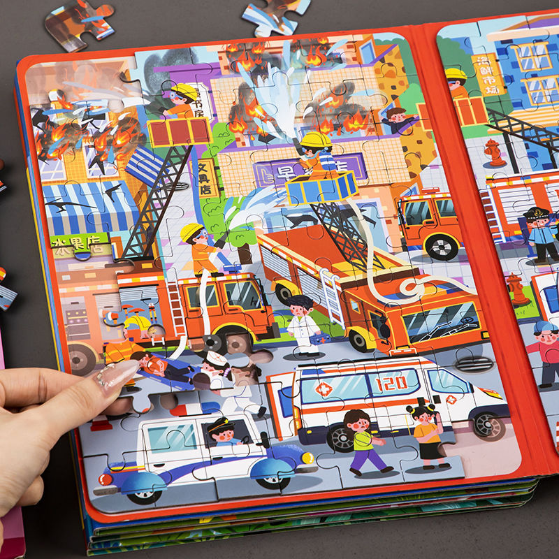 Rescue Vehicle Magnetic Puzzle for Children Aged 3 to 6 and Above, Transportation Vehicles, Car Magnetic Puzzle, Boys' Learning Toy