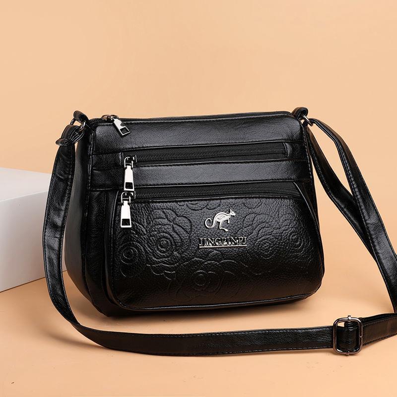 Manufacturer Wholesale Soft Leather Women's Bags, Mother's Travel Cross-Body Bags, Middle-Aged and Elderly Multi-Layered Shoulder Cross-Body Bags, Mother-In-Law Bags