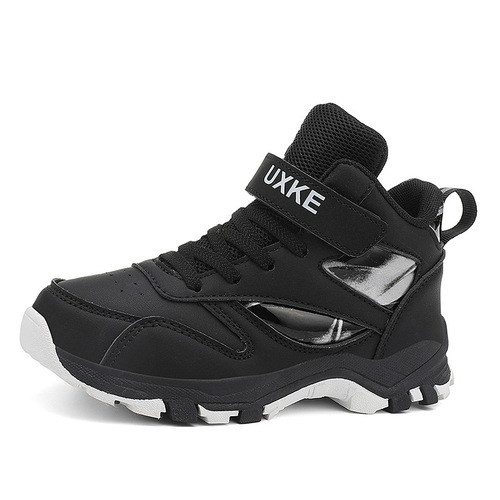 Boys 'shoes for autumn and winter, new leather surface waterproof, non-slip and wear-resistant hiking shoes, middle-aged children's outdoor sports running shoes