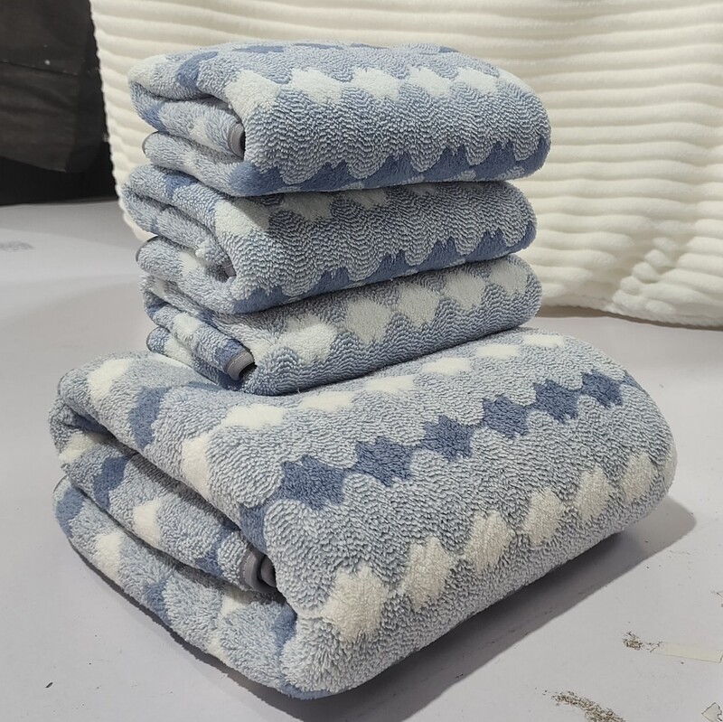 New Sweet Cone Shallow Coral Fleece Printed Towel Bath Towel suit Water Absorbent Dry Hair Cross-border Gift Internet Celebrum