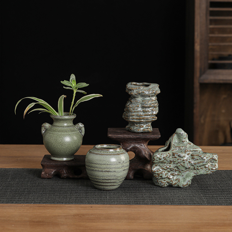 Zen Green Rose Hydroponic Vase Hotel Dinner Plate Green Planting Flower Arrange Decorative Dry Curling Table Top Fleshy Small Flower Pot Ornaments Zen Green Rose Hydroponic Vase Hotel Dinner Plate Green Planting Flower Arrange Decorative Dry Curling Table Top Fleshy Small Flower Pot Ornaments