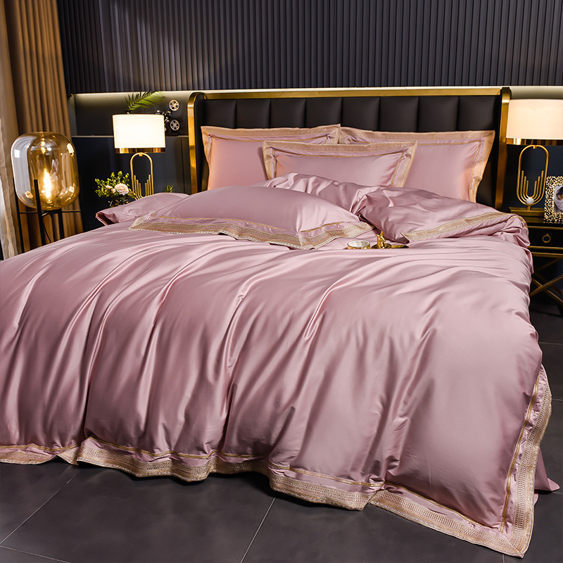 100 algodón australiano largo algodón satin homenaje bordado cuatro piezas set de algodón desnudo cama cama cama de gama alta