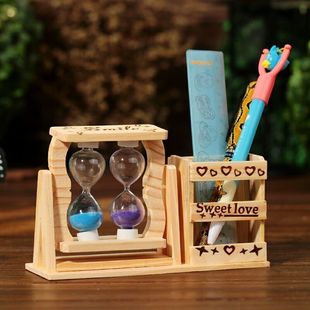 Creative Wooden Hourglass Pen Holder Ornaments for Teachers to Start School, Graduation, Teacher's Day Gifts, Classmates' Christmas and New Year Gifts