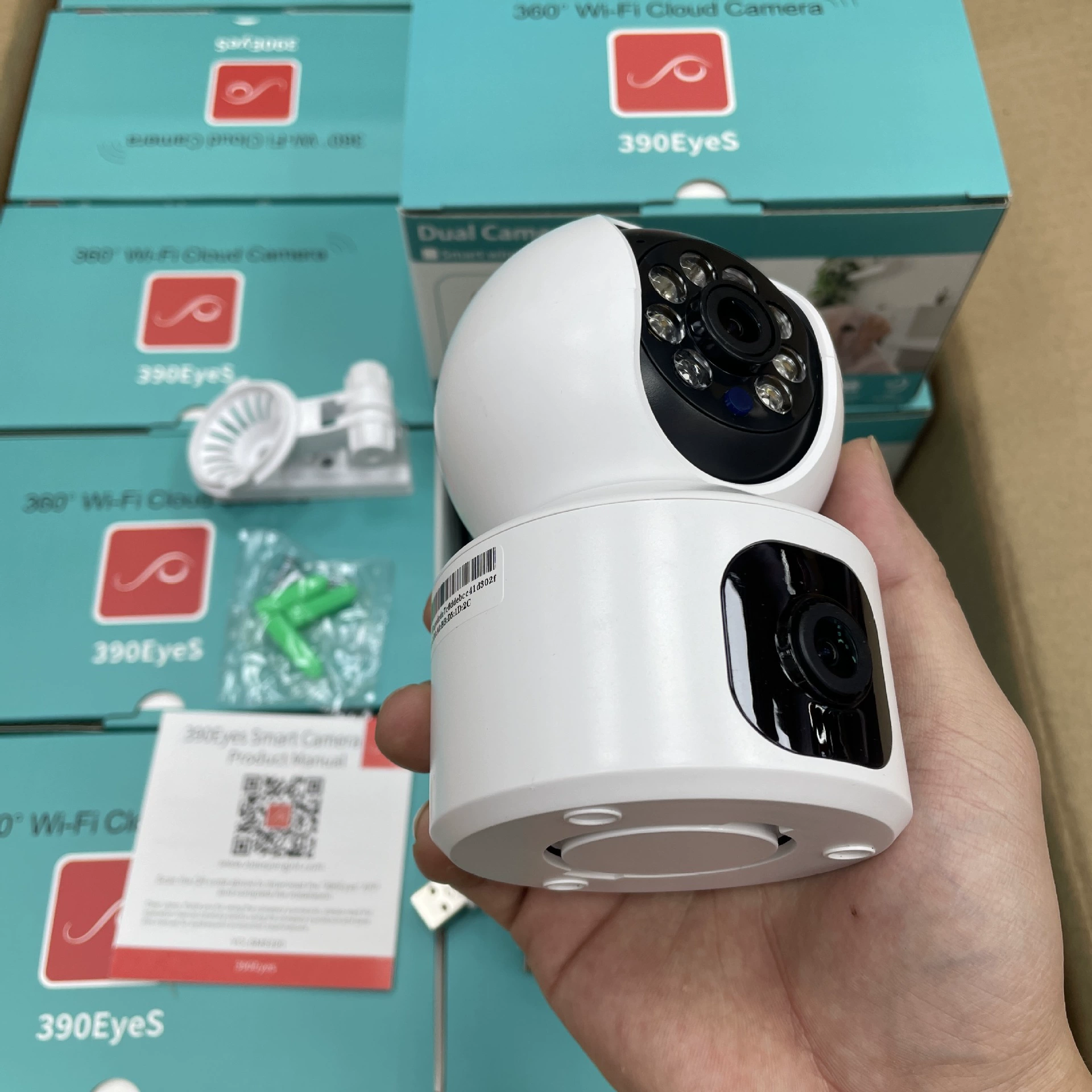 Graffiti solution 390EYES wireless wifi binocular camera high -definition night vision panorama without dead corner home monitoring