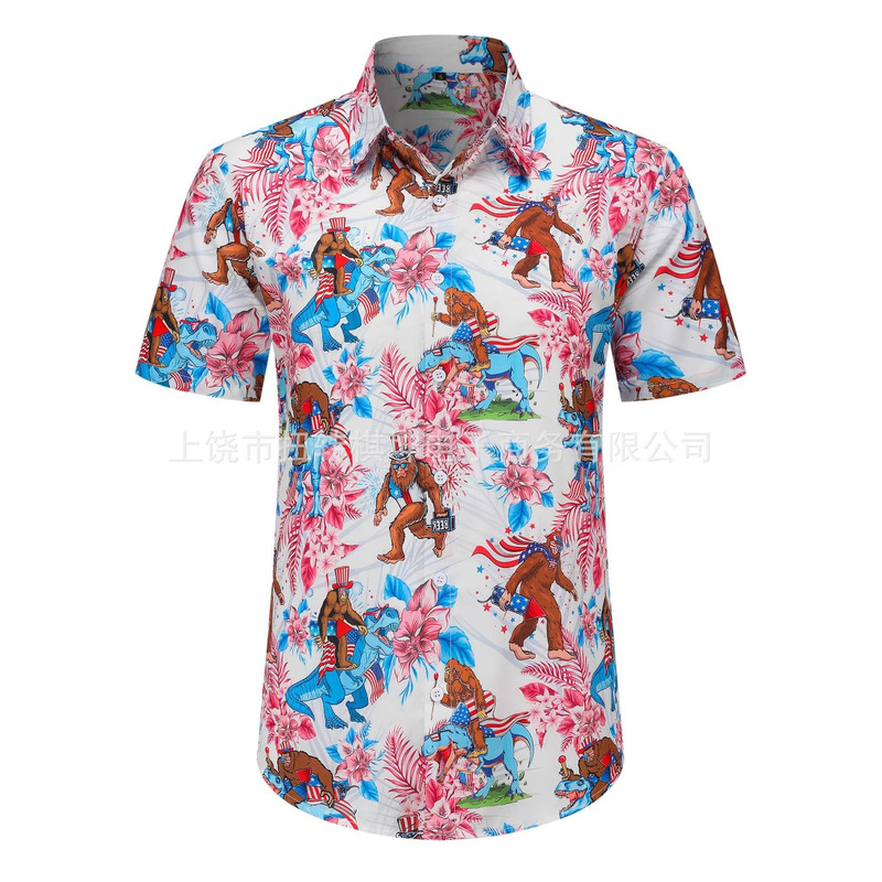 Independent Station Aliexpress 2025 Summer Christmas Short Sleeve Floral Shirt Men's European Size Men's Short Sleeve Wholesale European Size Independent Station Aliexpress 2025 Summer Christmas Short Sleeve Floral Shirt Men's European Size Men's Short Sleeve Wholesale European Size