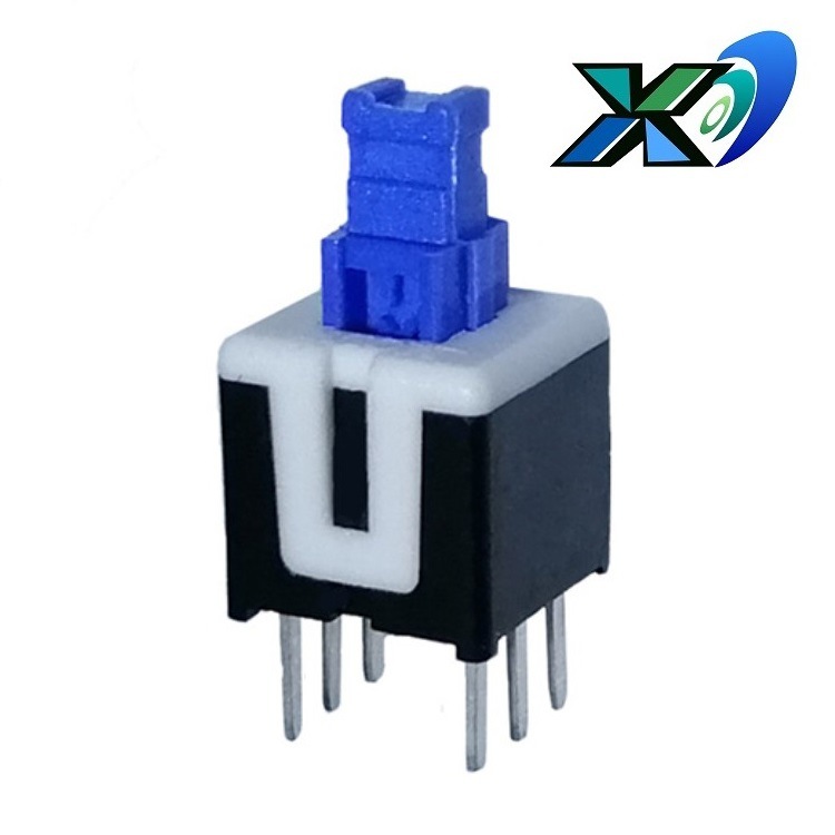 迷你自锁按键开关7mm*7mm  6脚插件常开自锁开关 立式自锁开关6脚