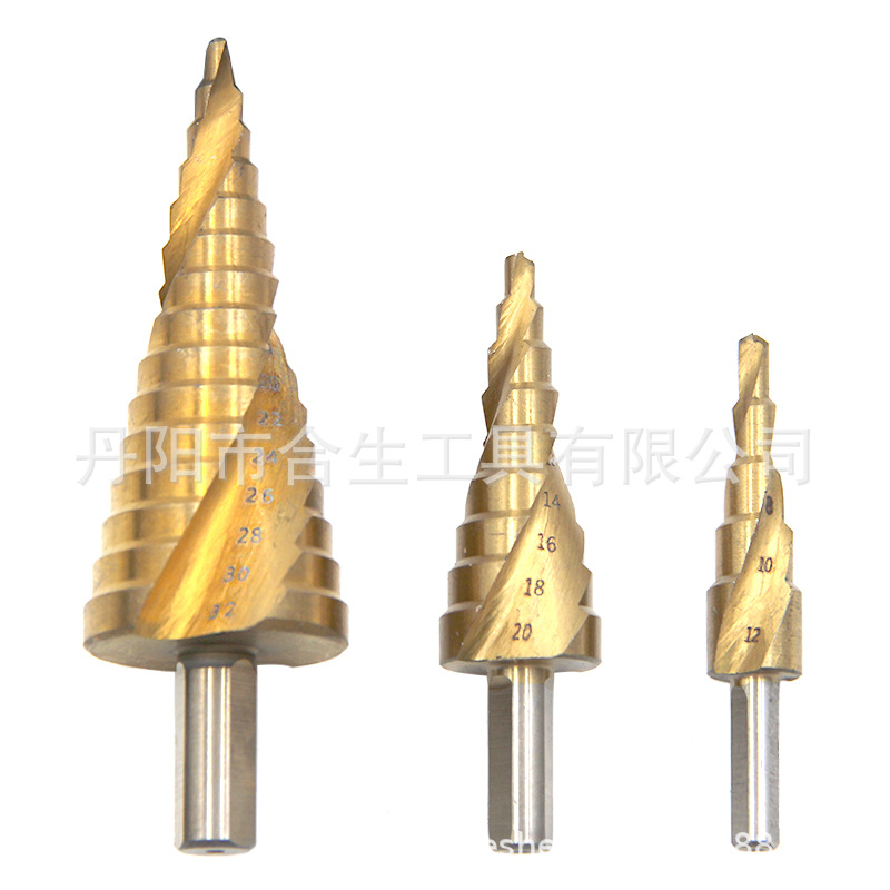 跨境三角柄螺旋槽镀钛大3p阶梯钻4-12台阶钻4-20宝塔钻4-32mm开孔