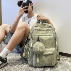 韩版双肩包男女同款休闲背包小众设计感初高中学生书包大容量背包
