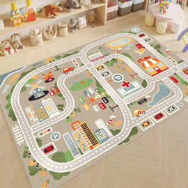 儿童停车场交通游戏地垫地毯男孩汽车卡通马路轨道地毯车道地垫