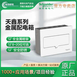 施耐德天鑫配电箱8位强电箱家用暗装16回路金属盖板白色20布线箱