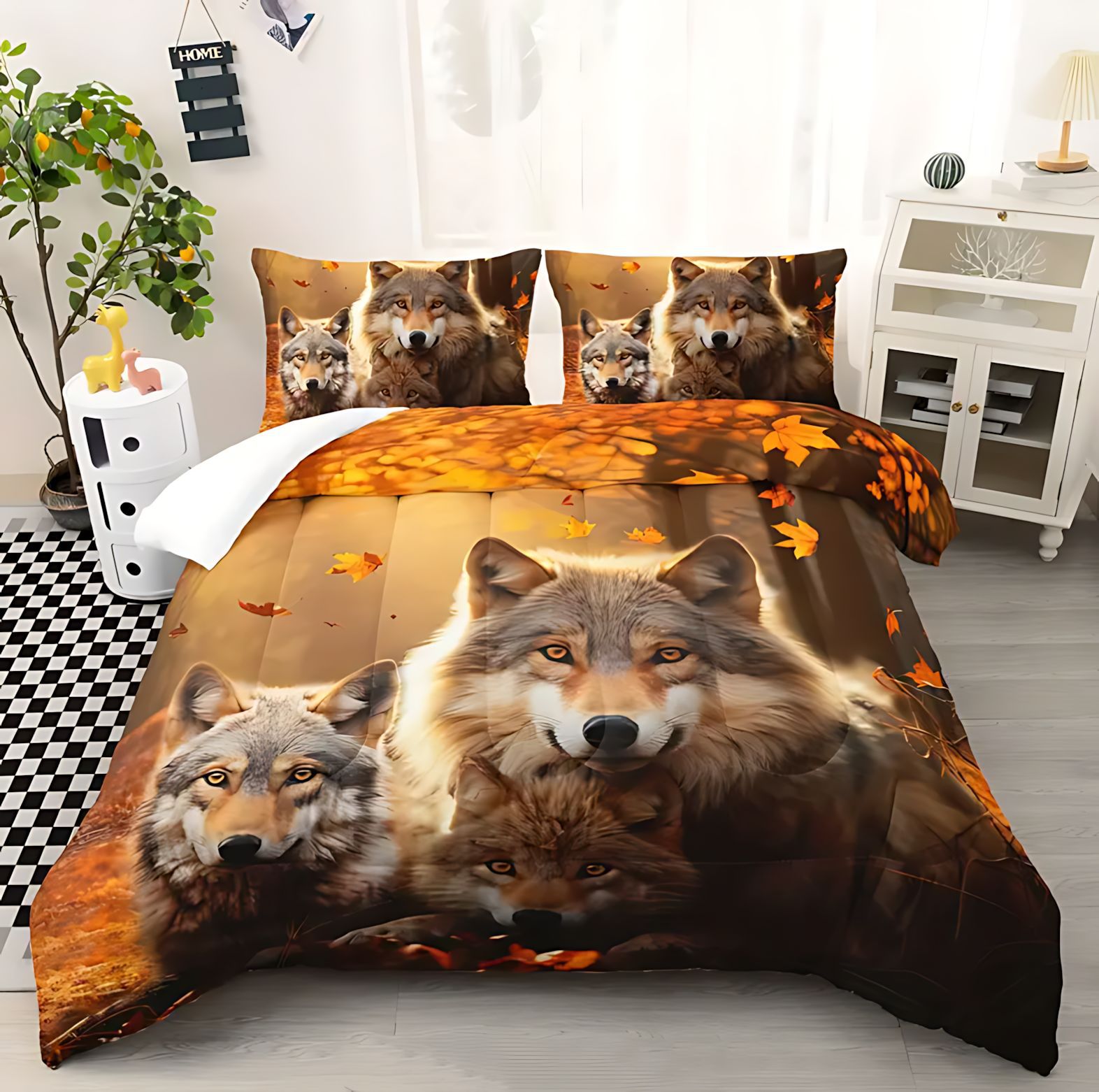 TEMU / JIT Amazon muchos animales lindos 3D impresión digital 180gms colcha set de ropa de cama