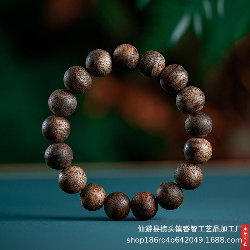 Fidelity Old Material Vietnam Nha Trang Bai Qinan Agarwood Fragrant Bead Handstring Submersion Chess Nan Full Oil Bracelet Buddha Bead Accessories