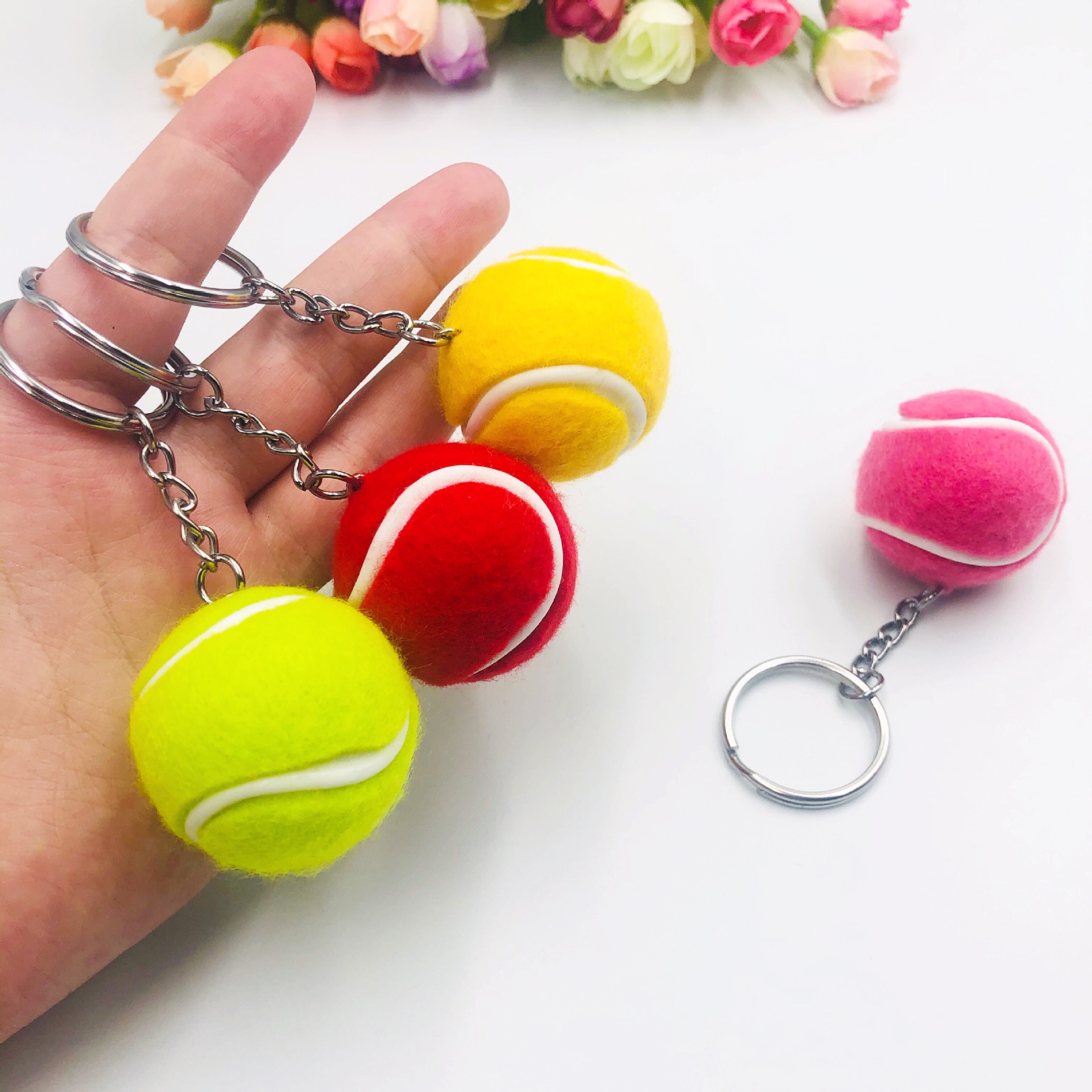 Mini simulación de tenis llavero colgante adornos deportivos ventiladores pequeños regalos transfronterizos