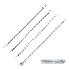 Stainless steel acne needle 4-piece set Double-ended acne needle to remove blackheads and pick acne beauty tools Acne needle set