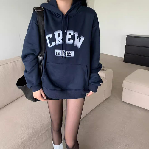 [Cross-border Ready Stock] Korean-style Niche Casual Letter-printed Sweatshirt for Women—Instagram-worthy, All-Match, Design-Driven Outerwear for Students