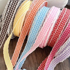 RY1.5cm韩国インポートフックエッジチェック柄リボンヘアクリップ髪材料アクセサリーdiy蝶結び髪飾り