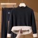 [Camel velvet thick] autumn and winter thermal underwear suit half turtleneck men's and women's fleece-lined thickened cold-proof autumn clothes long pants