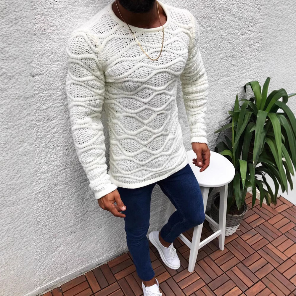 Maglione girocollo a maniche lunghe slim fit autunno inverno 2025 da uomo_voghion.com