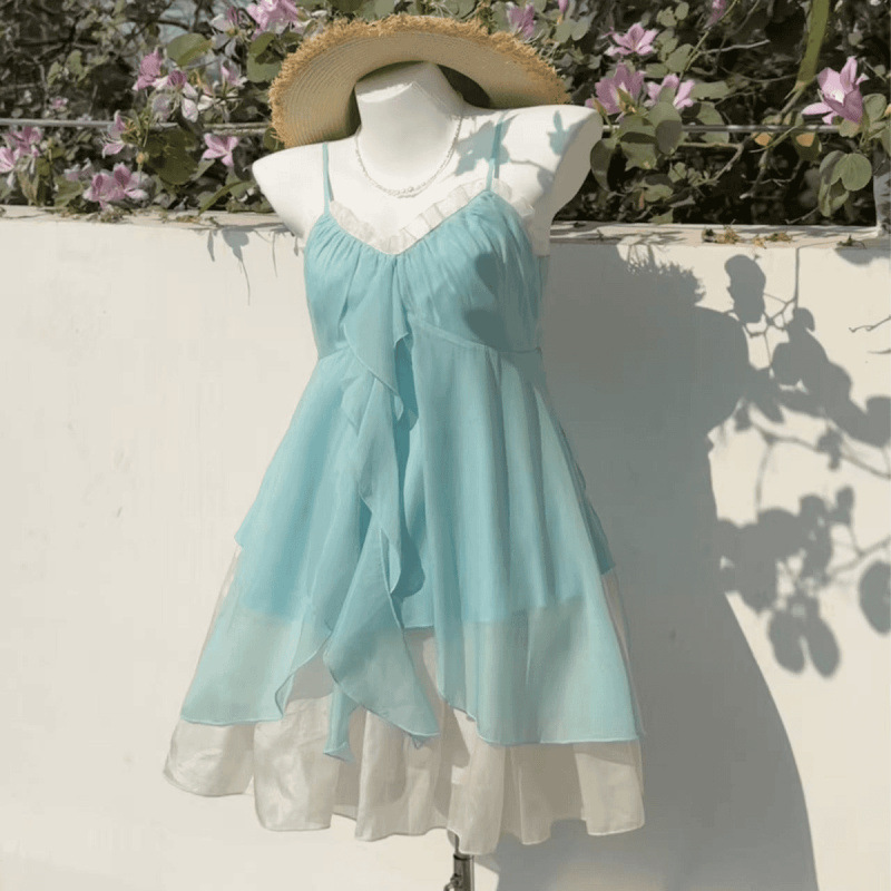 POSHOP  人鱼恋歌 vintage复古雪纺上衣套装  显瘦夏季上衣两件套|undefined