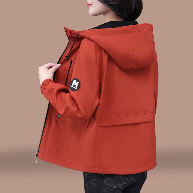 短款风衣外套女款2025春秋新款中年妈妈洋气秋装宽松休闲连帽夹克|undefined