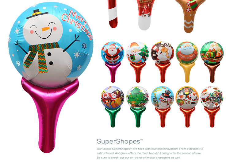 Evento de la tienda de Navidad, regalo de empuje, regalo, juguete, globo, Papá Noel, caricatura, globo de mano que golpea un palo_voghion.com