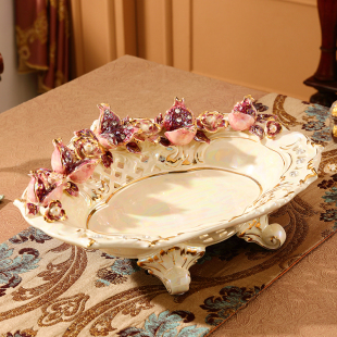 European Ceramic Fruit Plate Home Large Living Room Luxury Light Luxury Fruit Bowl Creative Coffee Table Decoration Ornaments